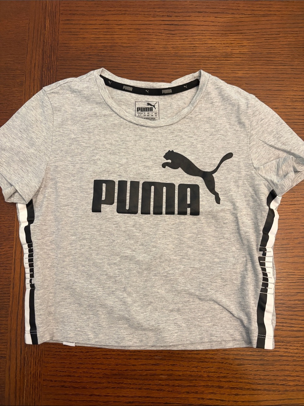 Puma Light Gray Crop Tee with Black Logo